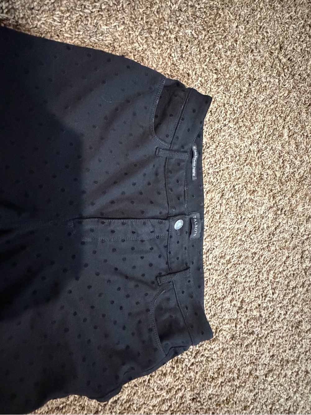 Talbots Black Skinny Pants with Textured Dot Detail - Picture 3 of 8